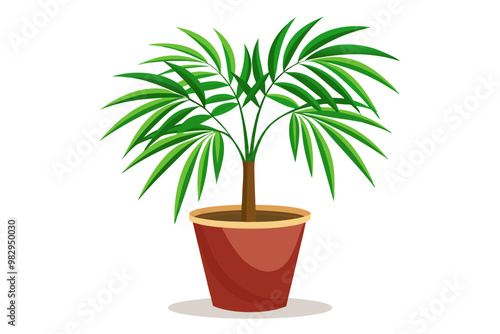 Indoor plant fern in a clay pot on a white background vector illustration isolated