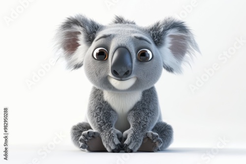 Cute cartoon koala with big eyes