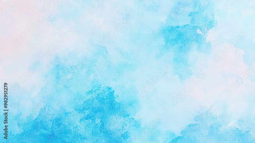 Obraz premium A serene blue watercolor texture featuring soft clouds, ideal for backgrounds and artistic projects.