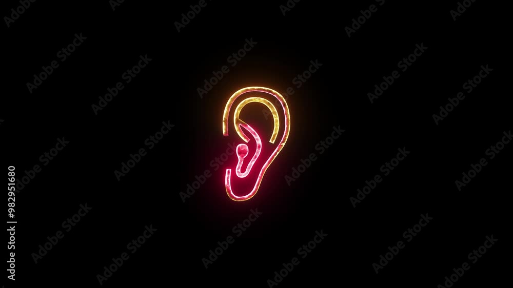 Ear symbols icon glow neon fire symbol animation