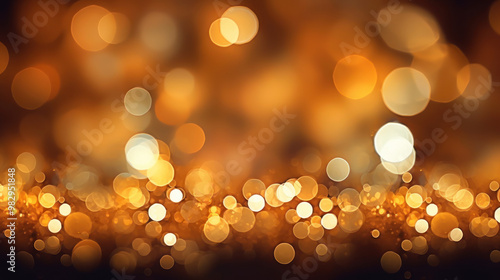 Blur bookeh gold lights or flashes on a brown color background