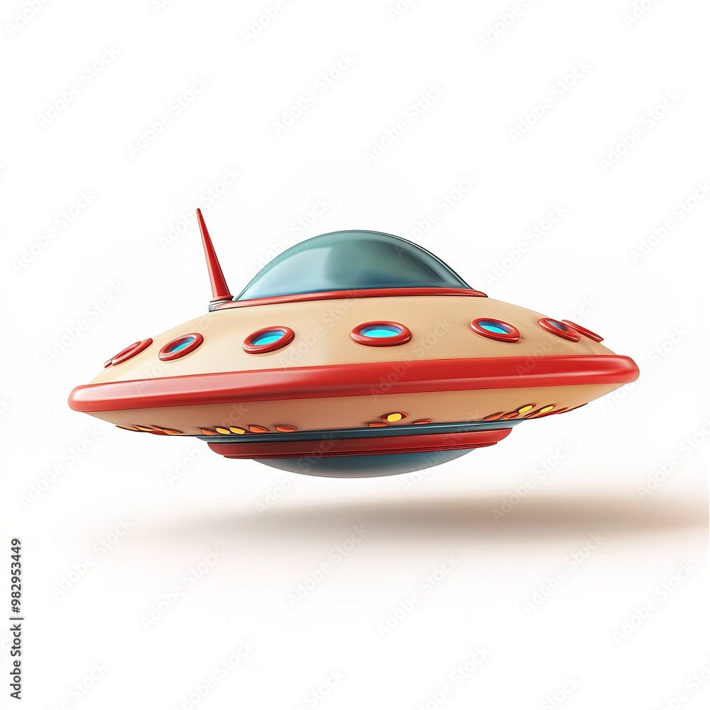 flying saucer ufo in 3d style icon isolated on white background flying saucer ufo in 3d style icon isolated on white background