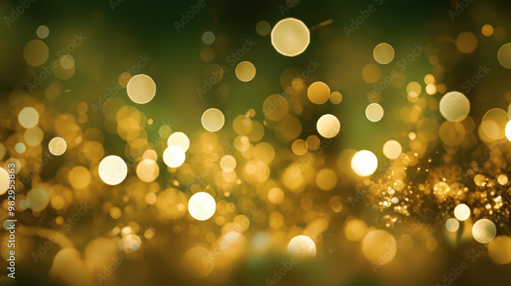 Blur bookeh gold lights or flashes on a olive green color background Blur bookeh gold lights or flashes on a olive green color background