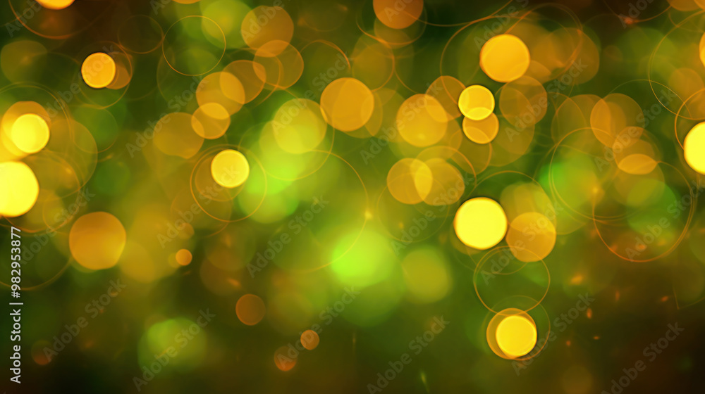 Obraz premium Blur bookeh gold lights or flashes on a olive green color background