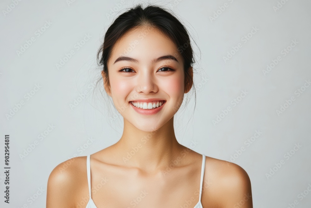 An Asian woman’s striking skin and confident pose highlight natural beauty and wellness, making her an excellent fit for cosmetic advertisements. An Asian woman’s striking skin and confident pose highlight natural beauty and wellness, making her an excellent fit for cosmetic advertisements.