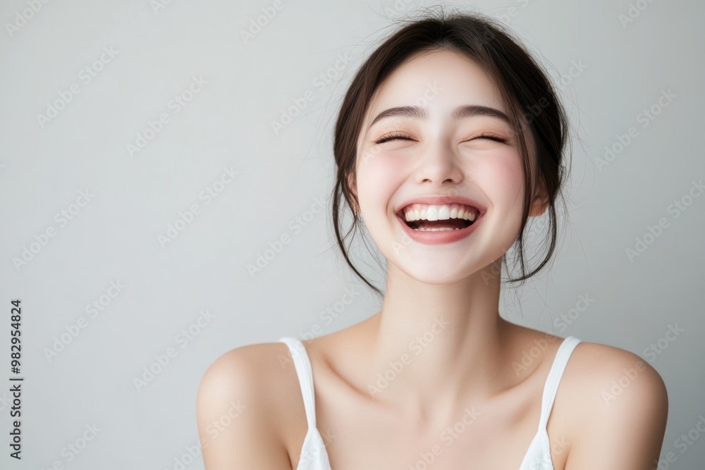 With radiant complexion, an Asian woman exudes elegance and vitality, making her image perfect for skincare and beauty product promotions. With radiant complexion, an Asian woman exudes elegance and vitality, making her image perfect for skincare and beauty product promotions.