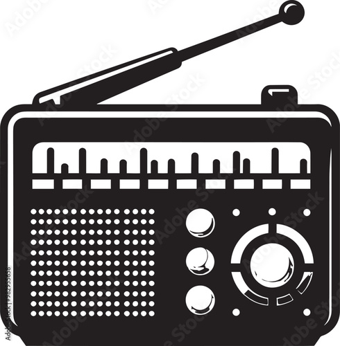 Vintage radio silhouette vector illustration isolated on a white background