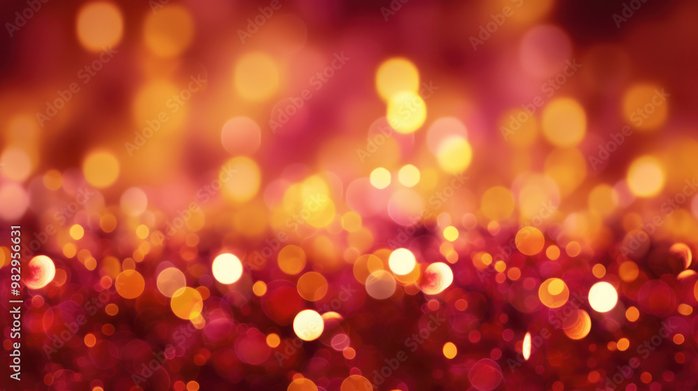 Blur bookeh gold lights or flashes on a vivid maroon color background Blur bookeh gold lights or flashes on a vivid maroon color background