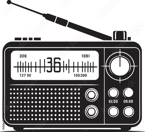 Vintage radio silhouette vector illustration isolated on a white background