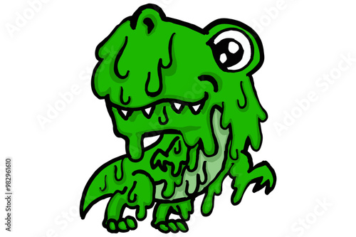 Cute Green Fluid Tyrannosaurus rex - T Rex dinosaur