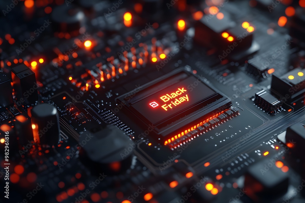 black friday poster with light of tech circuit background black friday poster with light of tech circuit background
