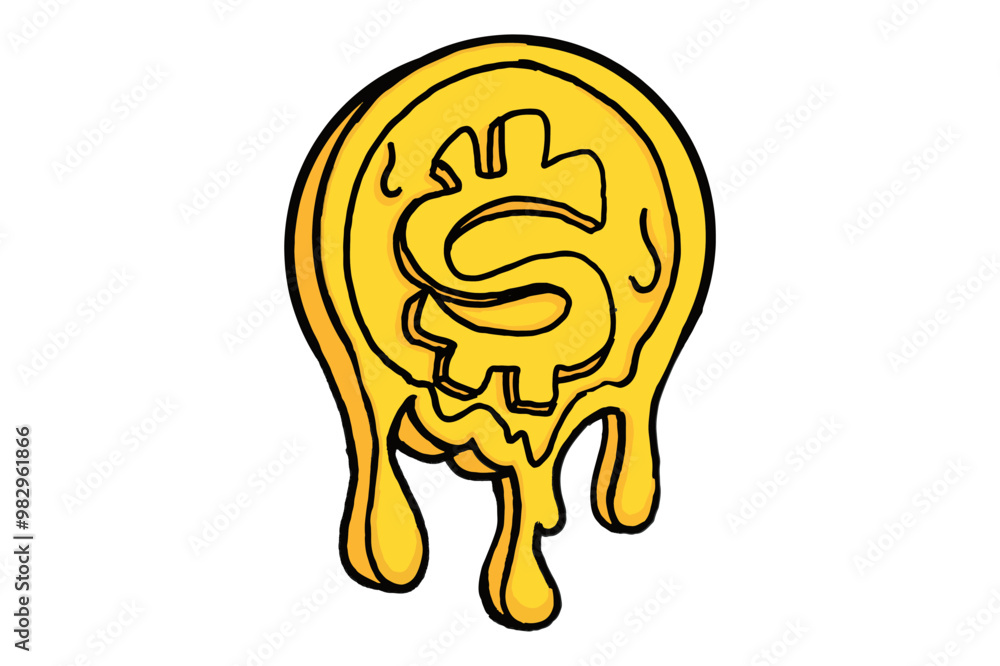 A Melted Gold Dollar Coin A Melted Gold Dollar Coin
