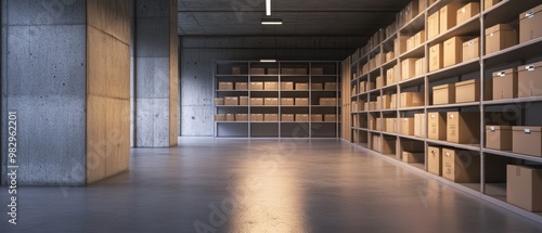 Wallpaper Mural Modern Storage Space with Organized Cardboard Boxes Torontodigital.ca