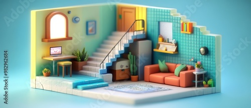 Cozy Miniature Model of a Modern Living Room