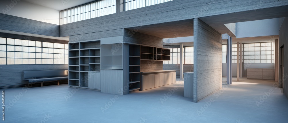 Modern Minimalist Interior with Large Windows Modern Minimalist Interior with Large Windows