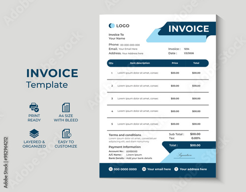 Professional business invoice template design and banner template