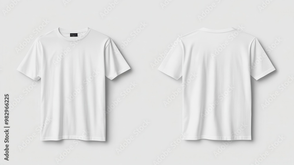 crisp white tshirt displayed from front and back views clean lines and smooth fabric texture minimalist presentation on neutral background for versatile design showcase crisp white tshirt displayed from front and back views clean lines and smooth fabric texture minimalist presentation on neutral background for versatile design showcase