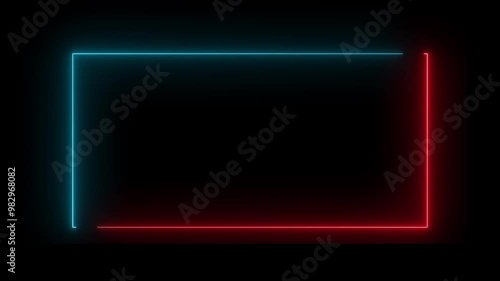 Wallpaper Mural Square rectangle picture frame  glowing neon ani animationmation on black background.  seamless loop - vertical Torontodigital.ca