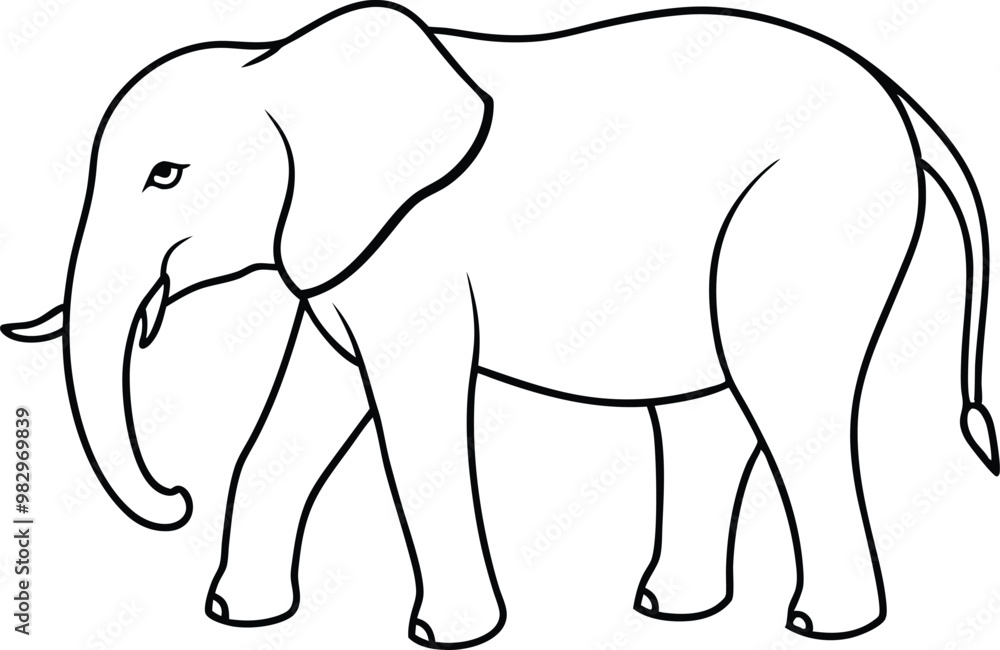 Fototapeta premium Big Ears Big Dreams Color the Hand Drawn Elephant Adventure 