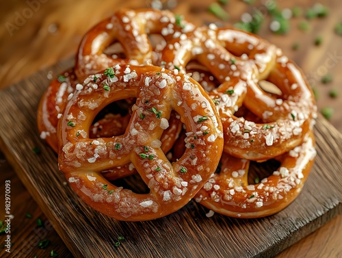 Freshly Baked Pretzels with Salt and Herbs: Savory Snack and German Cuisine