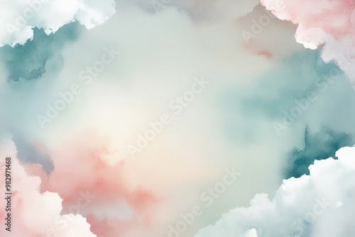 Ethereal Watercolor Robin Egg Background with Cloud Texture and Soft Color Palette