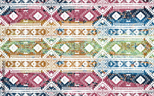 Kilim Pattern Rugs and Carpets with Grunge and distressed texture 