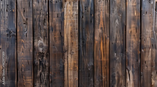 Rustic Dark Brown Wooden Wall Texture with Natural Grain