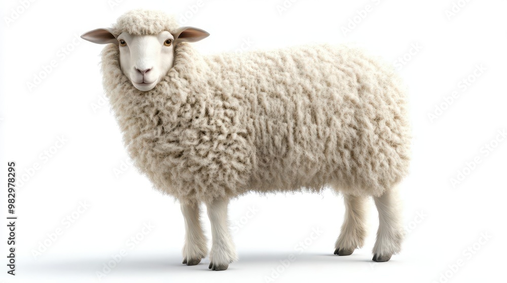 fluffy sheep with intricate wool texture isolated on pure white background gentle expression soft lighting enhancing dimensional details mix of photorealistic rendering and artistic enhancement fluffy sheep with intricate wool texture isolated on pure white background gentle expression soft lighting enhancing dimensional details mix of photorealistic rendering and artistic enhancement