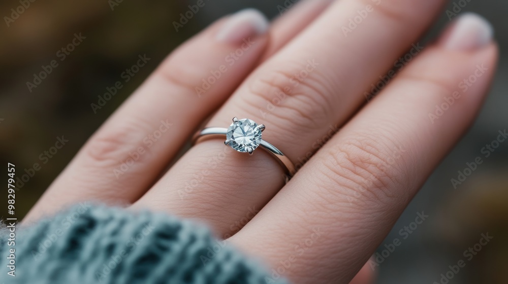 A close up of a woman's hand holding an engagement ring, AI A close up of a woman's hand holding an engagement ring, AI