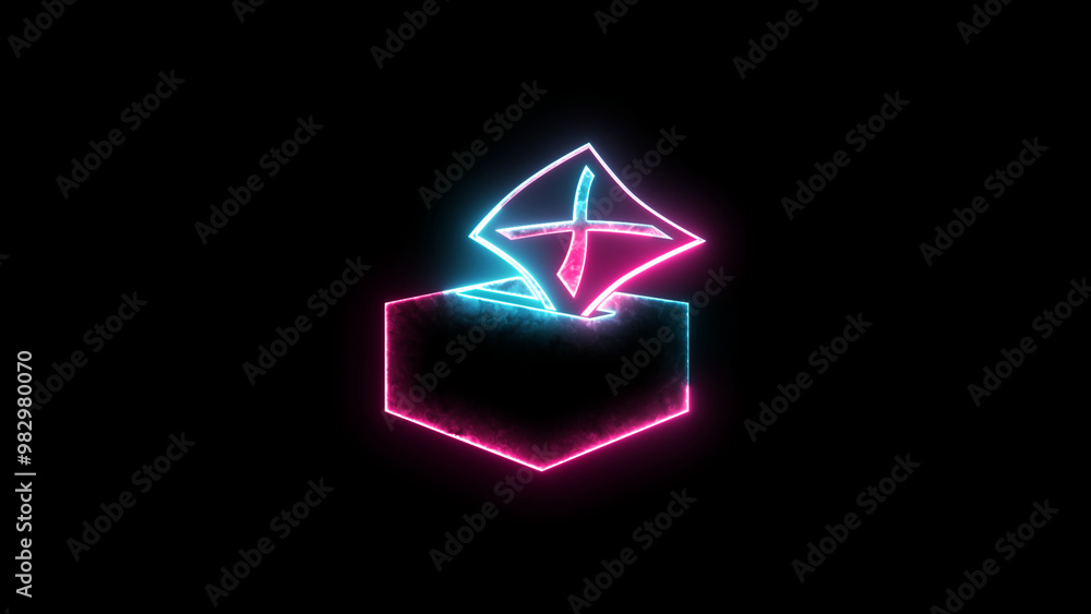 Ballot box symbol icon neon glow on transparent background cyan pink color Ballot box symbol icon neon glow on transparent background cyan pink color