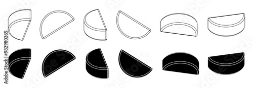 3d semicircle vector silhouette