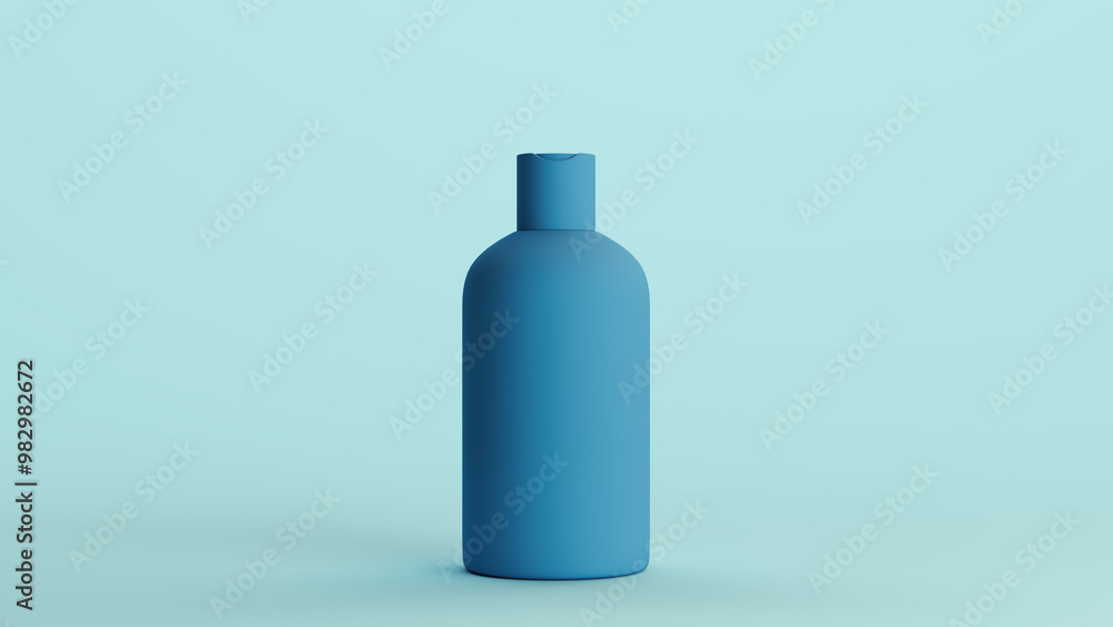 Beauty and skincare shower bath gel bottle blue lotion cosmetic product personal care monochrome blue pale background 3d illustration render digital rendering Beauty and skincare shower bath gel bottle blue lotion cosmetic product personal care monochrome blue pale background 3d illustration render digital rendering