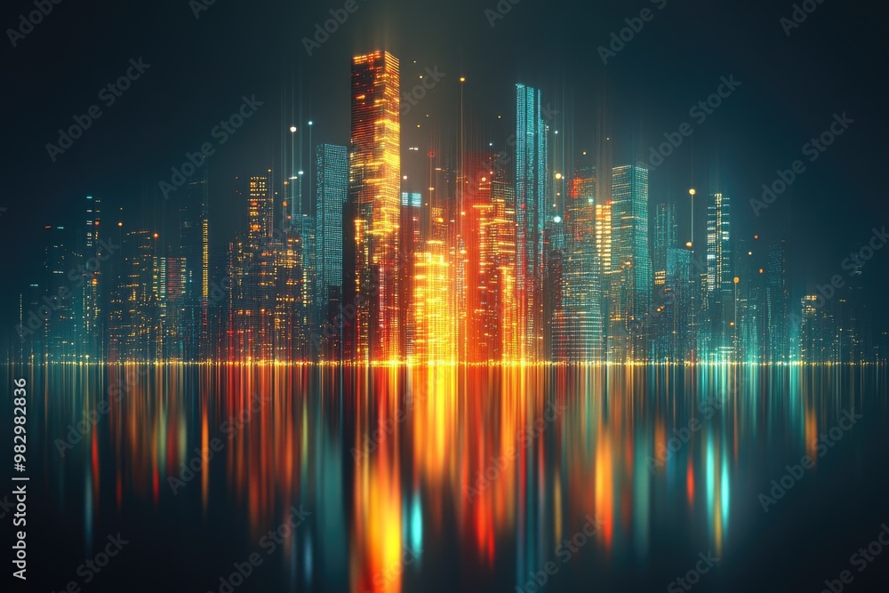 A vivid representation of a smart city showcasing connections through technology and data A vivid representation of a smart city showcasing connections through technology and data