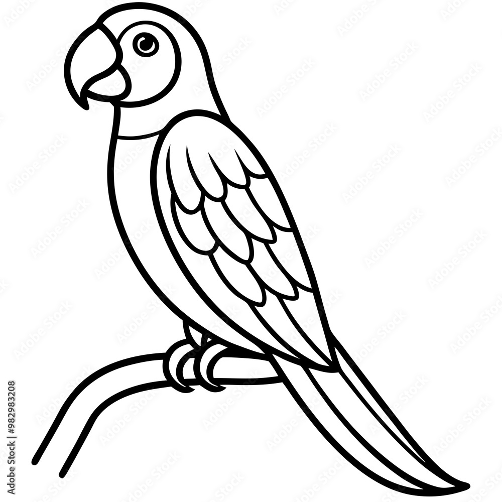 Abstract Parrot Perch Clean Line Art on White Vector Abstract Parrot Perch Clean Line Art on White Vector