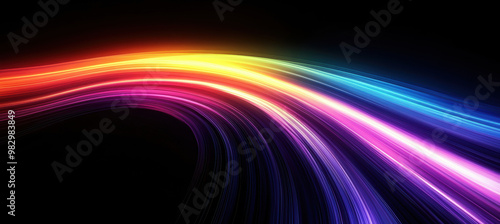 Vibrant Abstract Curved Shapes on Black