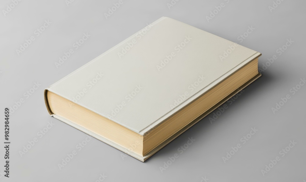 Closed, white, book on gray background. Closed, white, book on gray background.