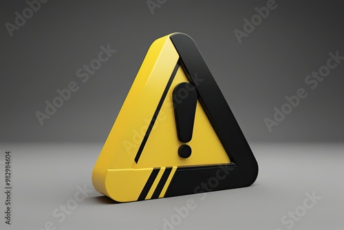 3D Alert Icon Featuring Exclamation Mark on Light Background