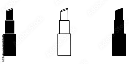 Lipstick Icon Collection. Lip balm Icon Set.