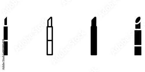 Lipstick Icon Collection. Lip balm Icon Set.