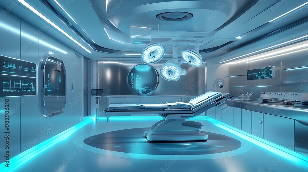 Futuristic Operating Room with High-Tech Medical Equipment - Advanced Surgical Environment Futuristic Operating Room with High-Tech Medical Equipment - Advanced Surgical Environment