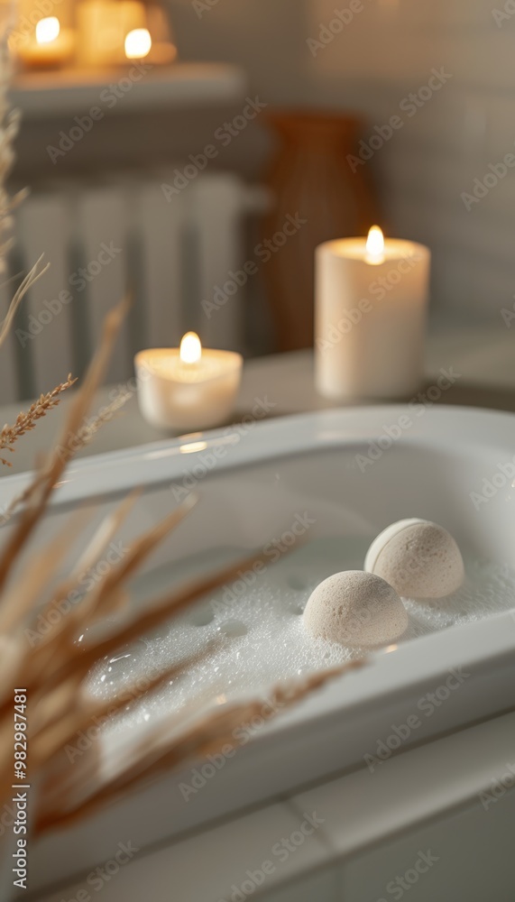 Indulge in a luxurious bath experience with candles and aromatic bath bombs for relaxation Indulge in a luxurious bath experience with candles and aromatic bath bombs for relaxation