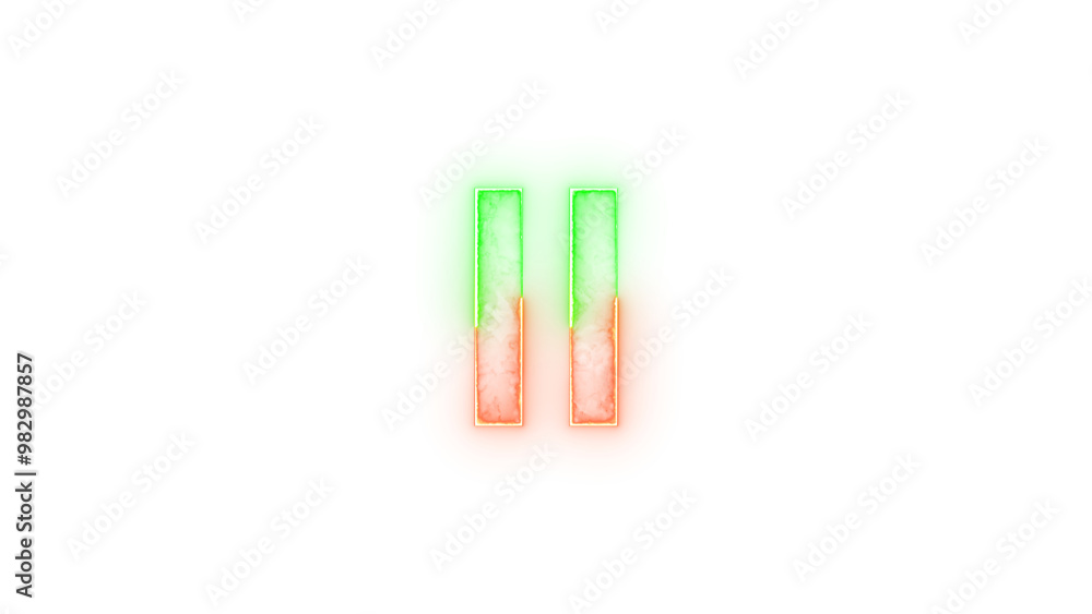 Media control play pause symbol icon neon glow on transparent background brown green color Media control play pause symbol icon neon glow on transparent background brown green color