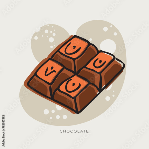 Chocolate bar freehand drawing in Doodle style.
