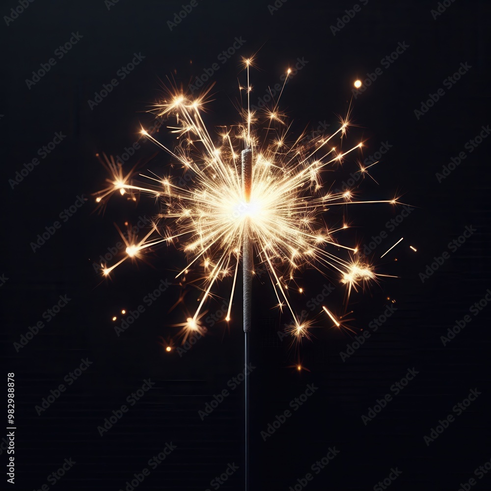A bright sparkler ignites a celebration, radiating joy and excitement against a dark background. Perfect for festive, holiday, or party-themed projects. A bright sparkler ignites a celebration, radiating joy and excitement against a dark background. Perfect for festive, holiday, or party-themed projects.