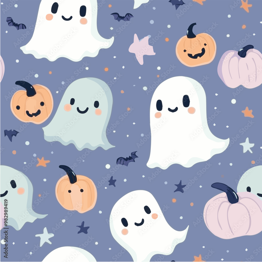 custom made wallpaper toronto digitalseamless vector pattern of Cute ghosts and bats in pastel colors