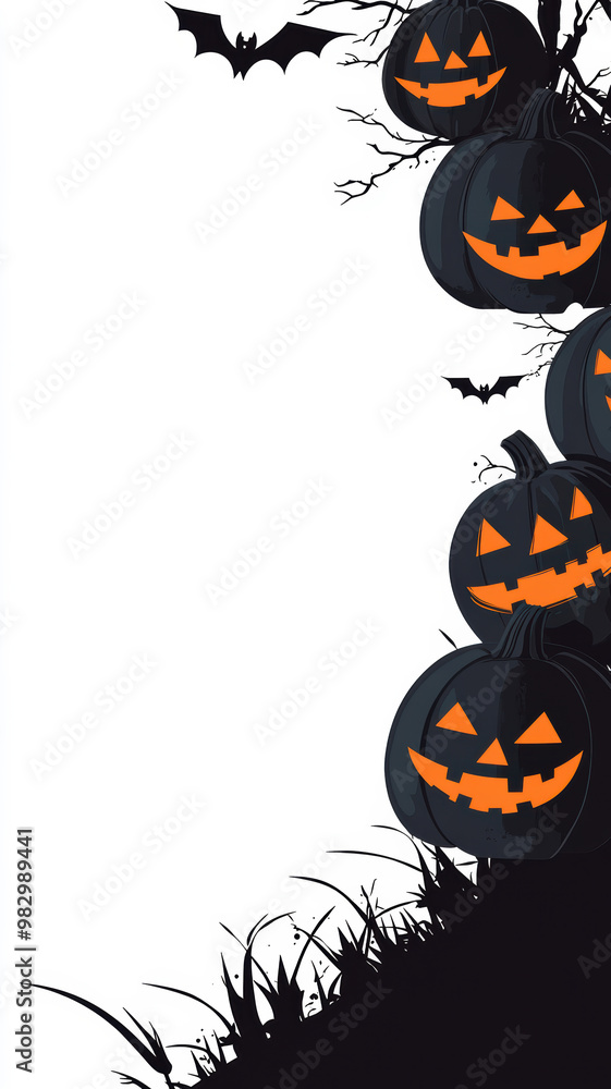 White Background Halloween Pumpkins Design White Background Halloween Pumpkins Design