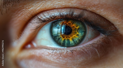 Close-up of Vibrant Human Eye with Colorful Detail