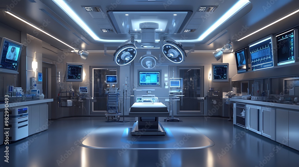 Futuristic Operating Room with High-Tech Medical Equipment - Advanced Surgical Environment Futuristic Operating Room with High-Tech Medical Equipment - Advanced Surgical Environment