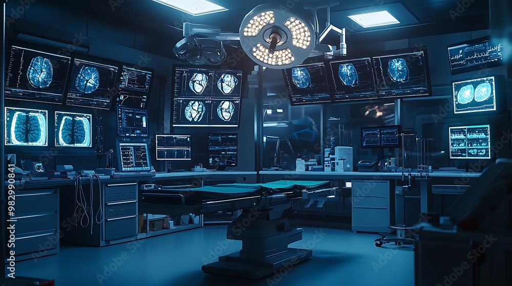 Futuristic Operating Room with High-Tech Medical Equipment - Advanced Surgical Environment Futuristic Operating Room with High-Tech Medical Equipment - Advanced Surgical Environment