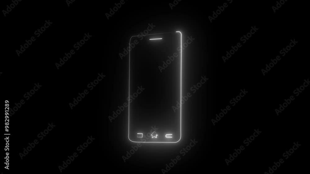 Lightning and Neon glowing icon with mobile concept. White color mobile concept on black background. Lightning and Neon glowing icon with mobile concept. White color mobile concept on black background.